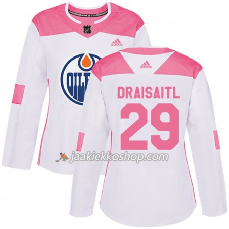 Nainen NHL Edmonton Oilers Pelipaita Leon Draisaitl 29 Adidas 2017-2018 Valkoinen Vaaleanpunainen Fashion Authentic